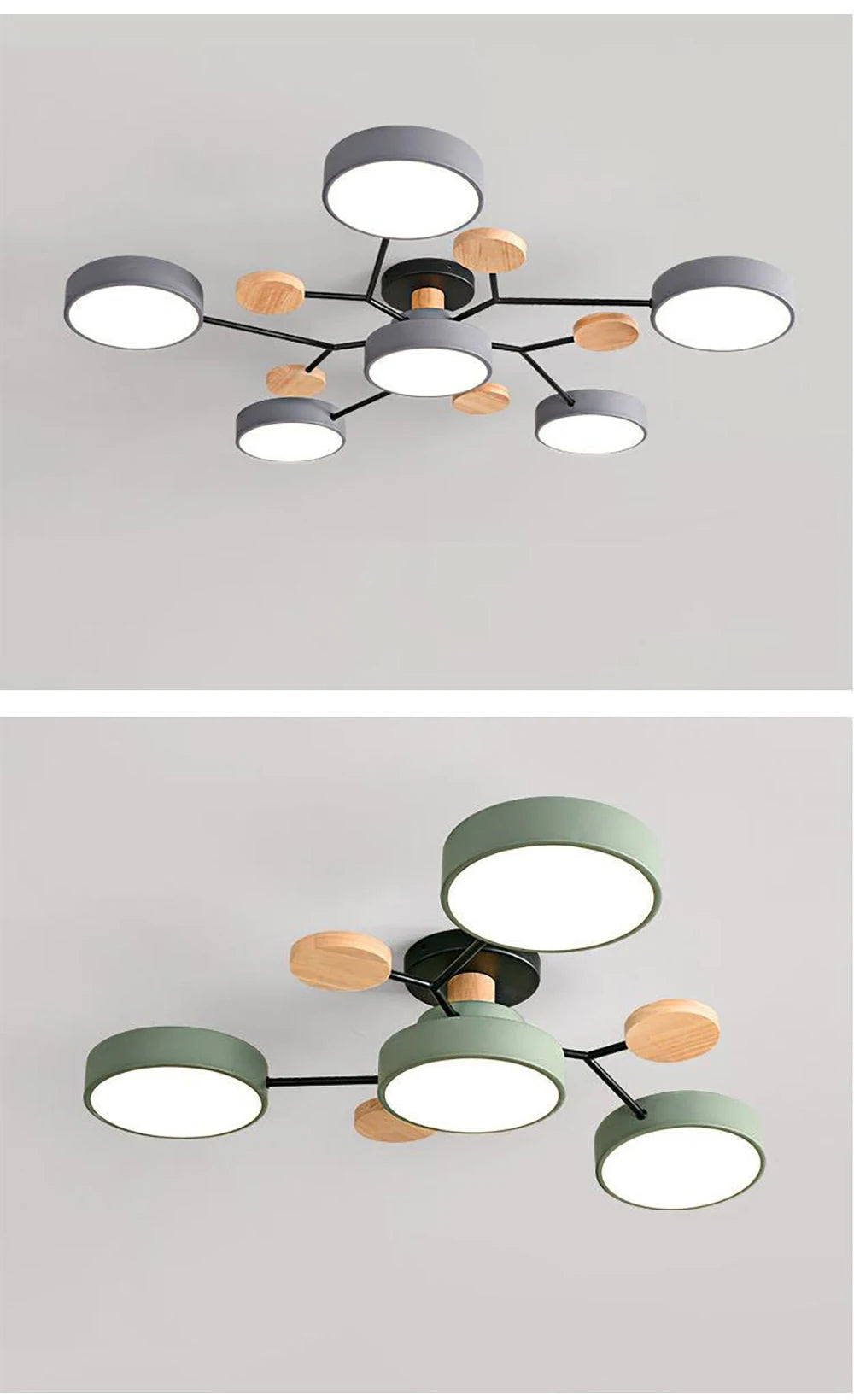 Modern LED Ceiling Lamp For Living Room Bedroom Restaurant Wood Round Ceiling Lights Macaron Chandelier Home Minimalist Lighting