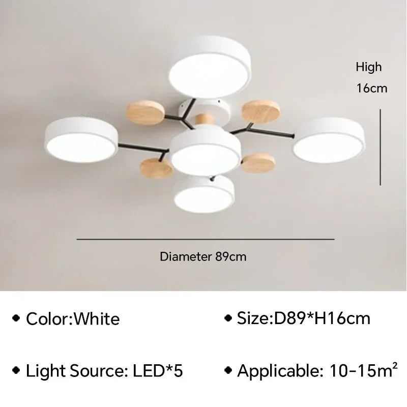 Modern LED Ceiling Lamp For Living Room Bedroom Restaurant Wood Round Ceiling Lights Macaron Chandelier Home Minimalist Lighting