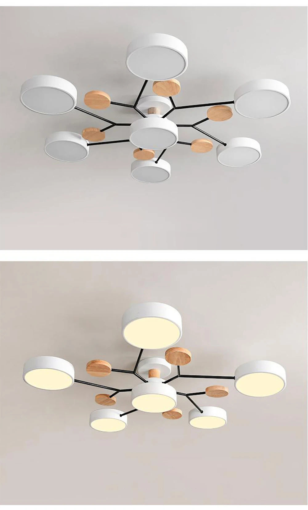 Modern LED Ceiling Lamp For Living Room Bedroom Restaurant Wood Round Ceiling Lights Macaron Chandelier Home Minimalist Lighting
