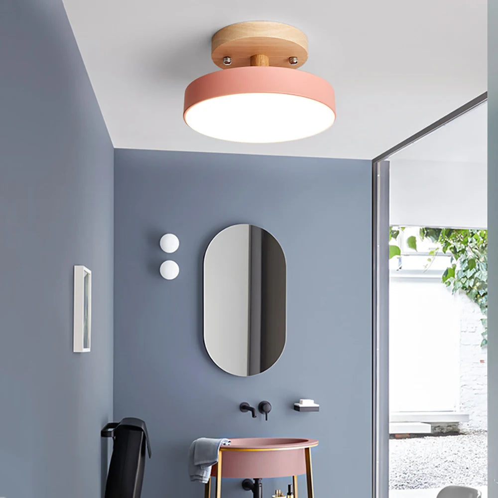 Modern LED Ceiling Lamp For Living Room Bedroom Restaurant Wood Round Ceiling Lights Macaron Chandelier Home Minimalist Lighting