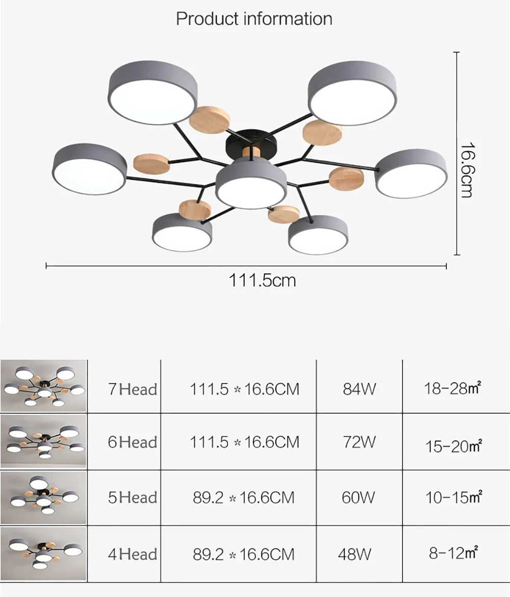 Modern LED Ceiling Lamp For Living Room Bedroom Restaurant Wood Round Ceiling Lights Macaron Chandelier Home Minimalist Lighting