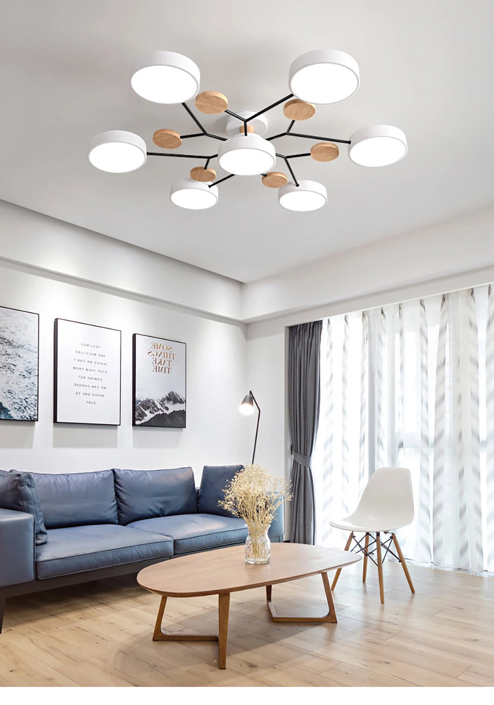 Modern LED Ceiling Lamp For Living Room Bedroom Restaurant Wood Round Ceiling Lights Macaron Chandelier Home Minimalist Lighting