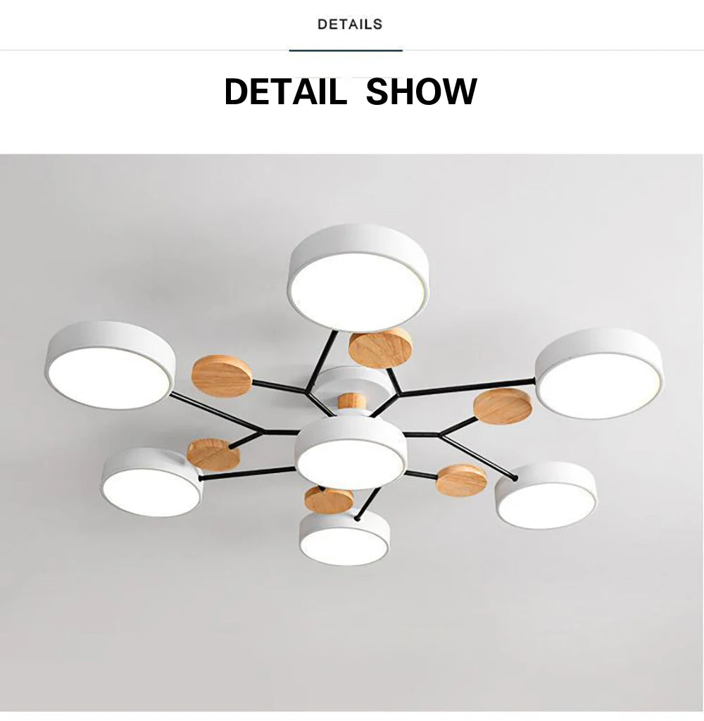 Modern LED Ceiling Lamp For Living Room Bedroom Restaurant Wood Round Ceiling Lights Macaron Chandelier Home Minimalist Lighting