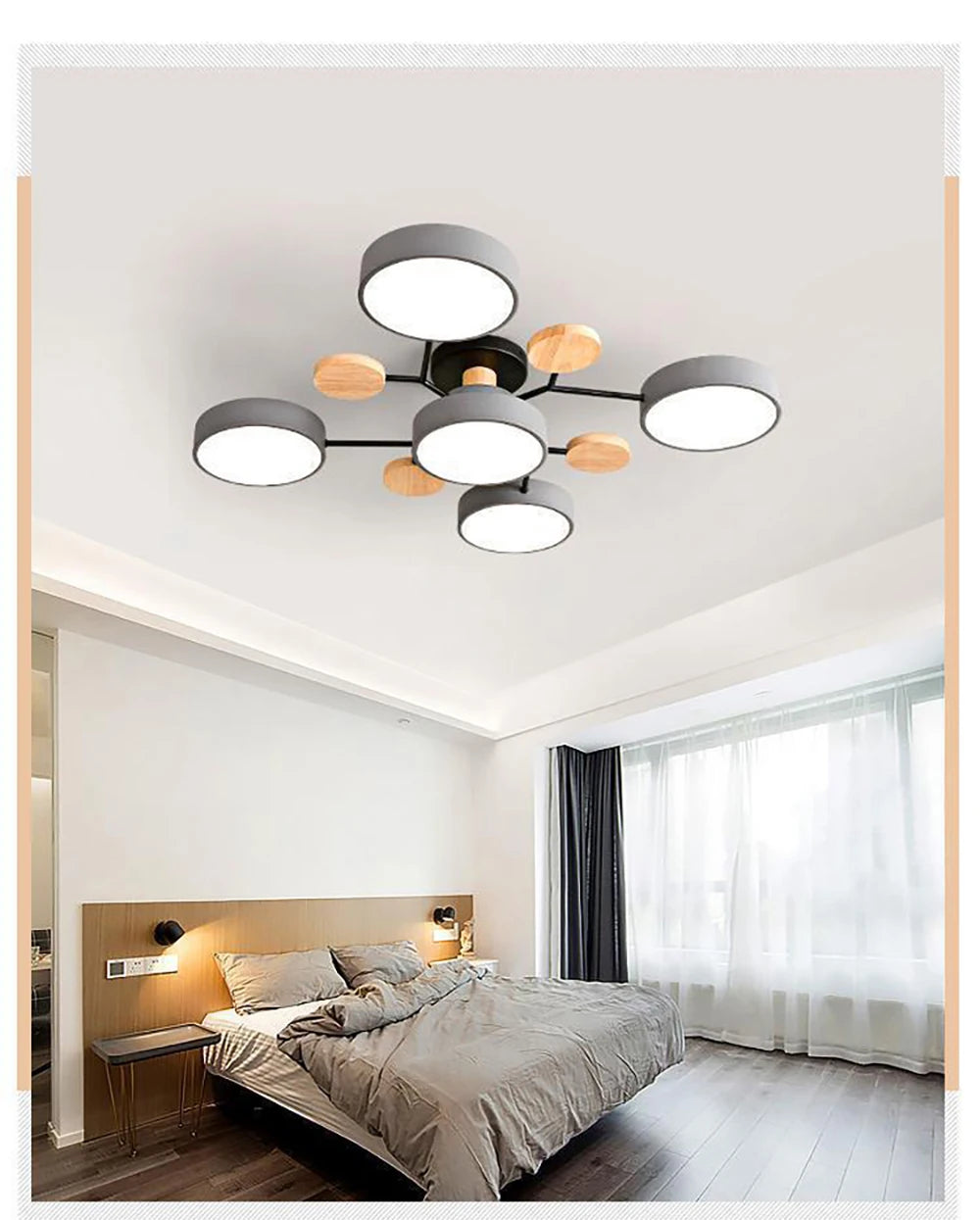 Modern LED Ceiling Lamp For Living Room Bedroom Restaurant Wood Round Ceiling Lights Macaron Chandelier Home Minimalist Lighting