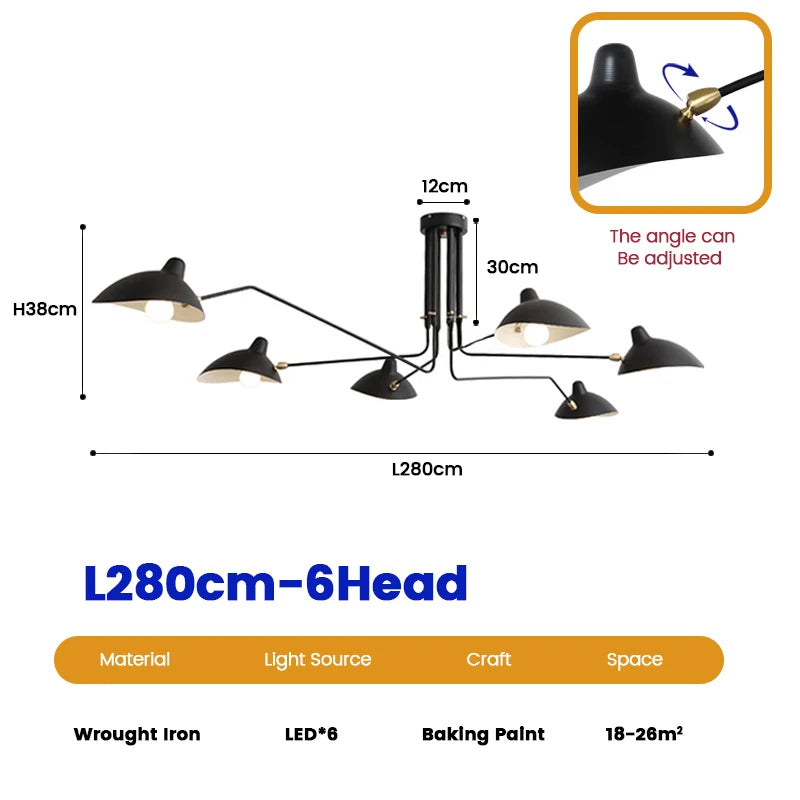 Mouille Ceiling Lamp Nordic SergeMouille Pendant Light For Living Room Bedroom Black Luminaire Home Decor Led Chandeliers Lights