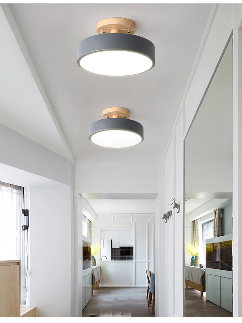 Modern LED Ceiling Lamp For Living Room Bedroom Restaurant Wood Round Ceiling Lights Macaron Chandelier Home Minimalist Lighting