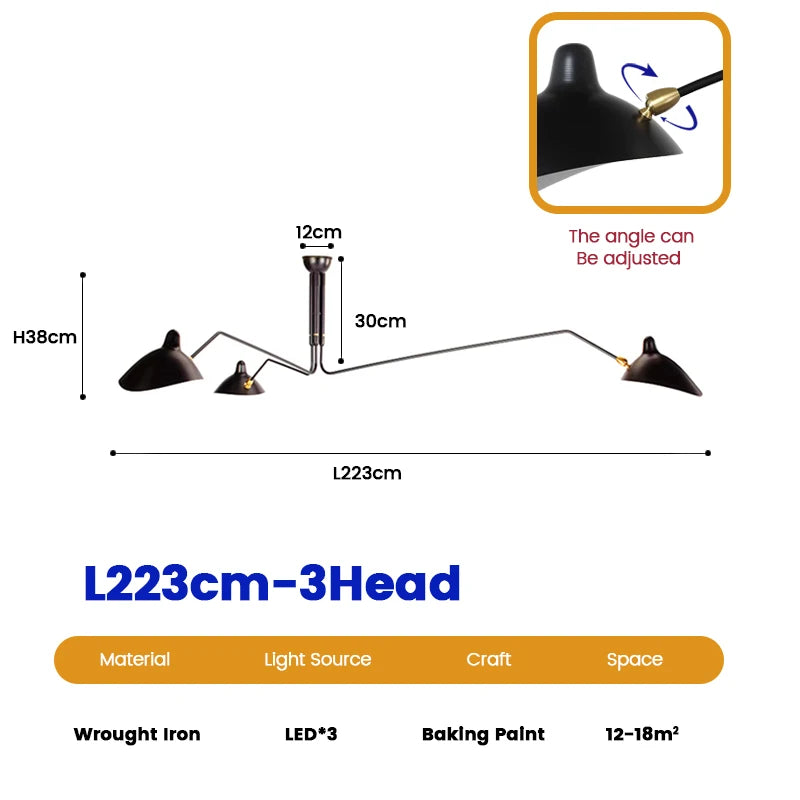 Mouille Ceiling Lamp Nordic SergeMouille Pendant Light For Living Room Bedroom Black Luminaire Home Decor Led Chandeliers Lights