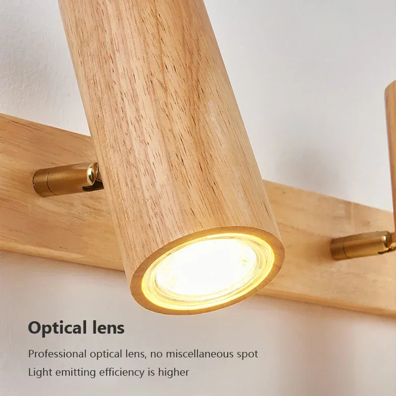 Wooden Decor Wall Lamp Nordic Rotatable LED Modern Fixtures For/Study Room Reading/Hotel Creative Indoor Lighting (Bulb For Free