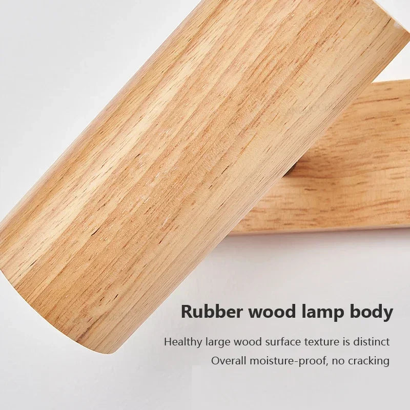 Wooden Decor Wall Lamp Nordic Rotatable LED Modern Fixtures For/Study Room Reading/Hotel Creative Indoor Lighting (Bulb For Free