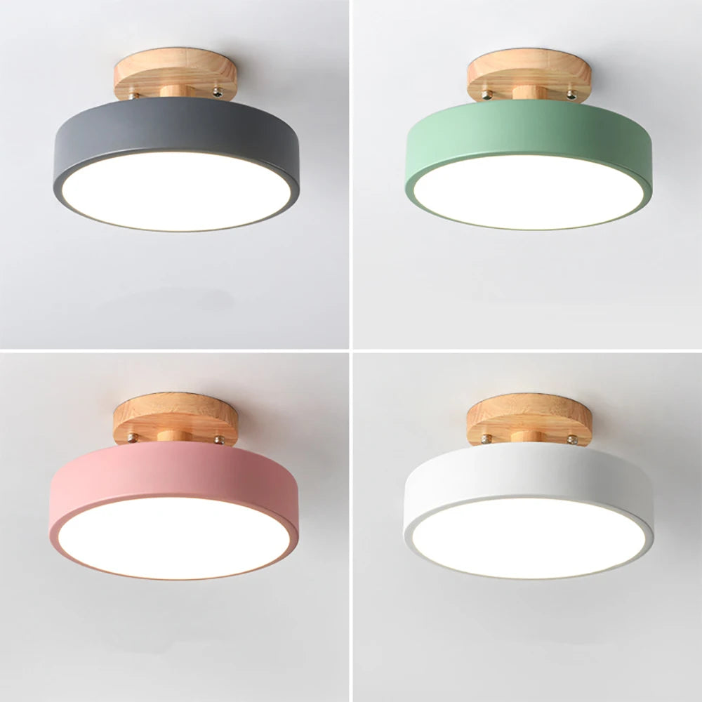 Modern LED Ceiling Lamp For Living Room Bedroom Restaurant Wood Round Ceiling Lights Macaron Chandelier Home Minimalist Lighting