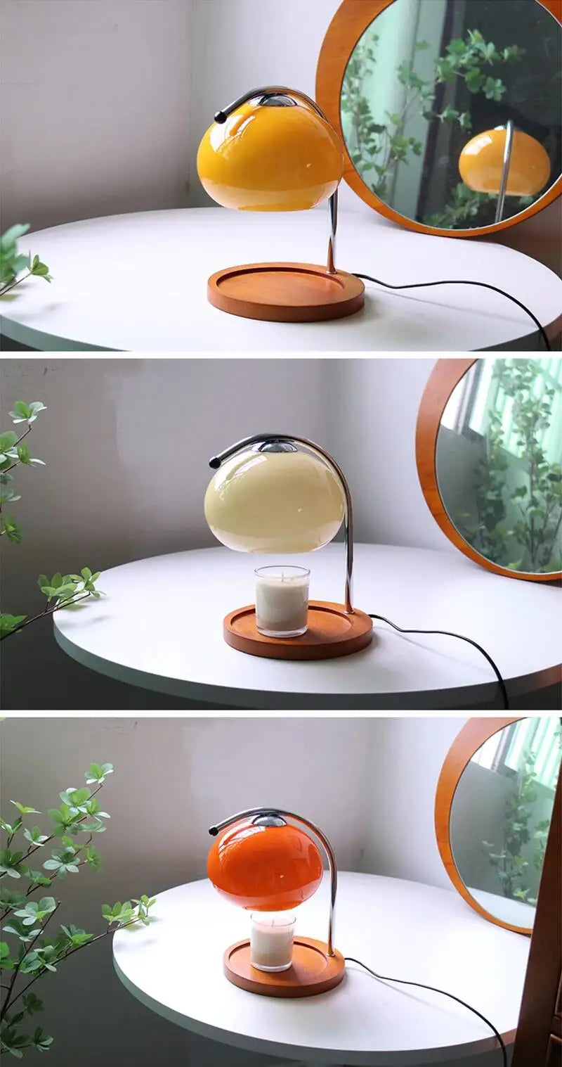 Table Lamp Aromatherapy Candlestick Lamp Bedroom Bedside Atmosphere Retro Glass Desk Lamp Study Office Home Candle Warmers Lamp