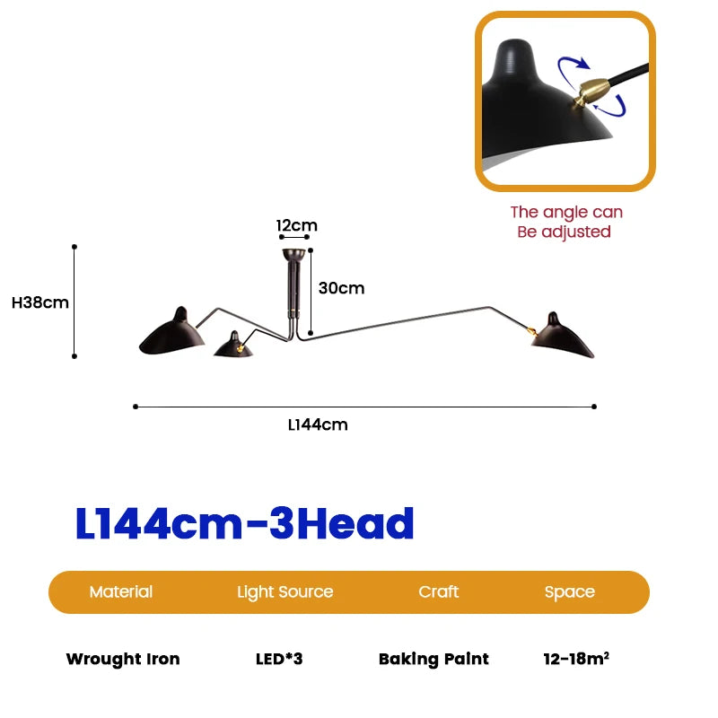 Mouille Ceiling Lamp Nordic SergeMouille Pendant Light For Living Room Bedroom Black Luminaire Home Decor Led Chandeliers Lights