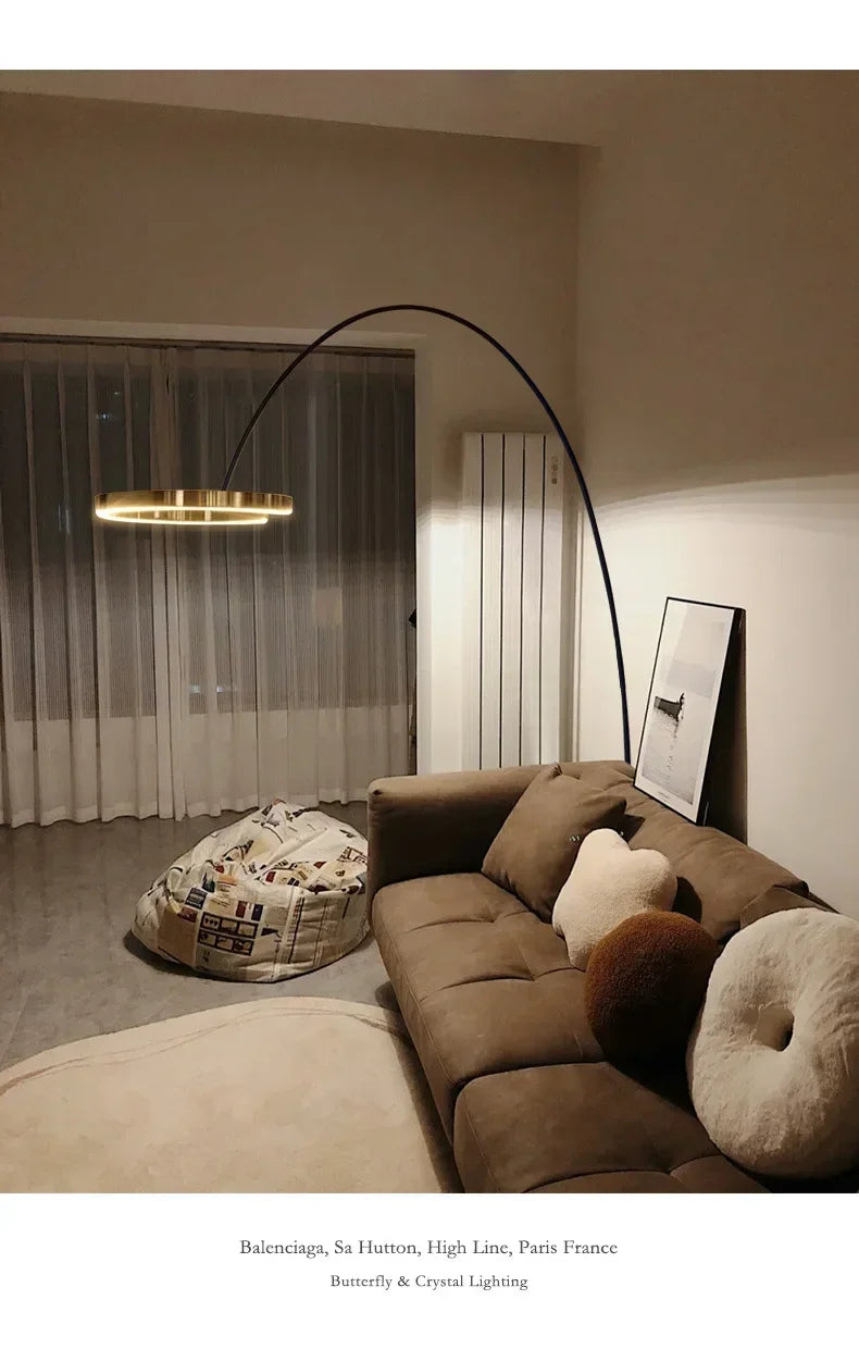 Italian Light Luxury Minimalist Fishing Lamp Living Room Bedroom Study Vertical Room Decoration Lights Artistic Floor Lamp LED