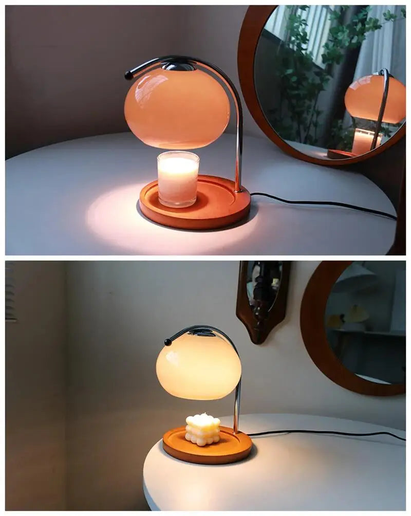 Table Lamp Aromatherapy Candlestick Lamp Bedroom Bedside Atmosphere Retro Glass Desk Lamp Study Office Home Candle Warmers Lamp