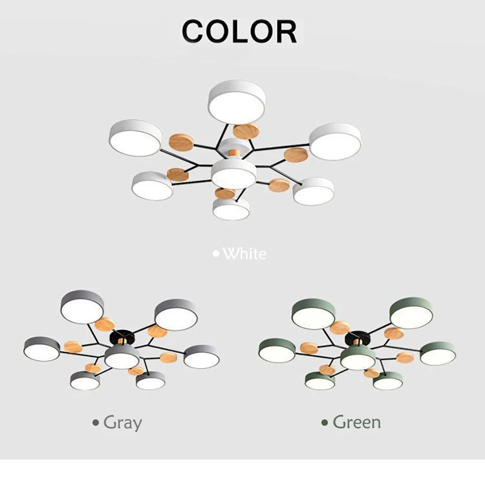 Modern LED Ceiling Lamp For Living Room Bedroom Restaurant Wood Round Ceiling Lights Macaron Chandelier Home Minimalist Lighting
