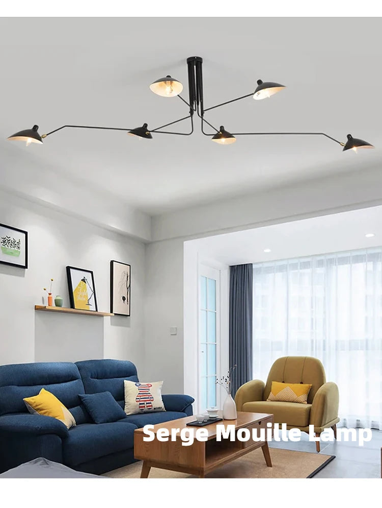 Mouille Ceiling Lamp Nordic SergeMouille Pendant Light For Living Room Bedroom Black Luminaire Home Decor Led Chandeliers Lights