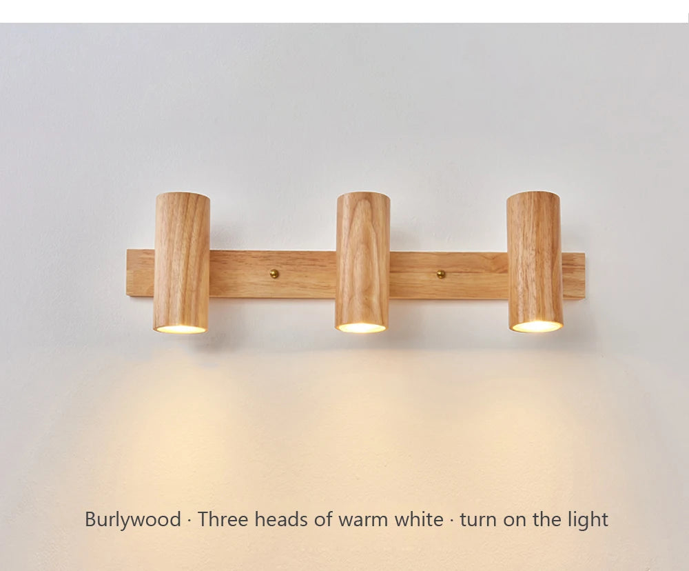 Wooden Decor Wall Lamp Nordic Rotatable LED Modern Fixtures For/Study Room Reading/Hotel Creative Indoor Lighting (Bulb For Free