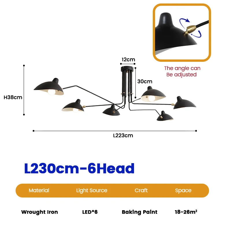 Mouille Ceiling Lamp Nordic SergeMouille Pendant Light For Living Room Bedroom Black Luminaire Home Decor Led Chandeliers Lights