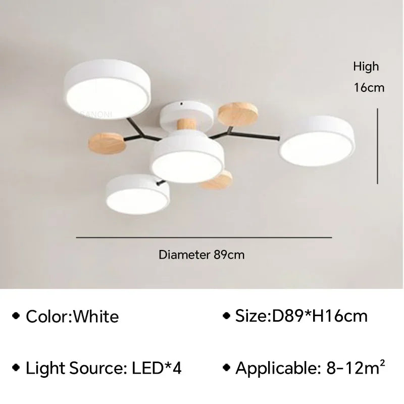 Modern LED Ceiling Lamp For Living Room Bedroom Restaurant Wood Round Ceiling Lights Macaron Chandelier Home Minimalist Lighting
