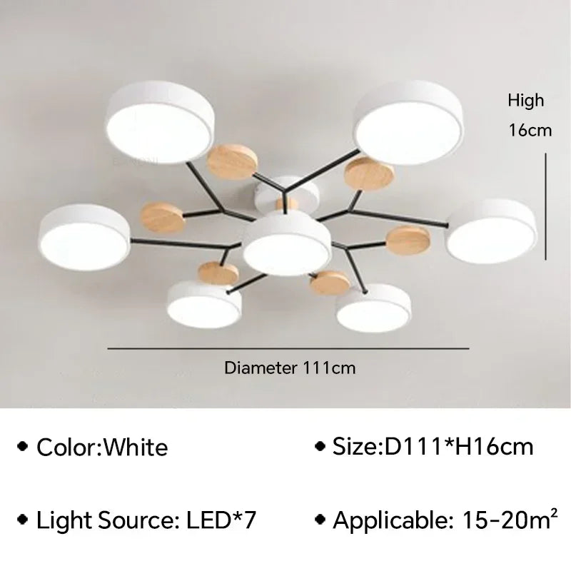 Modern LED Ceiling Lamp For Living Room Bedroom Restaurant Wood Round Ceiling Lights Macaron Chandelier Home Minimalist Lighting