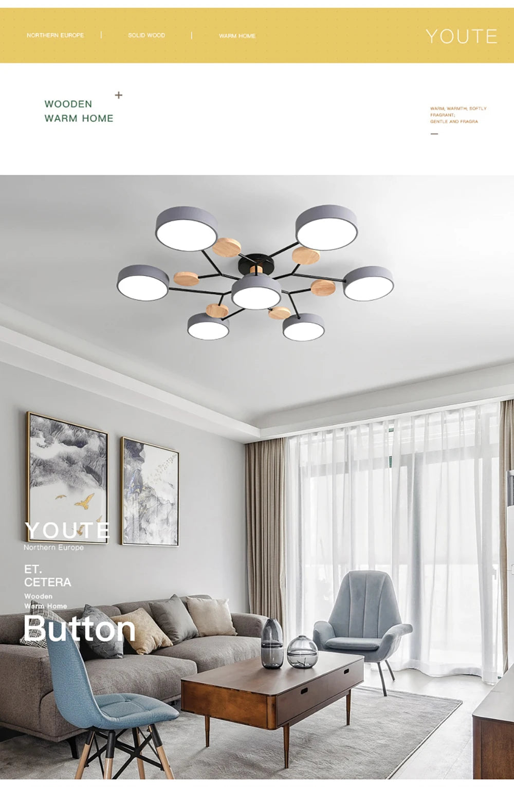 Modern LED Ceiling Lamp For Living Room Bedroom Restaurant Wood Round Ceiling Lights Macaron Chandelier Home Minimalist Lighting