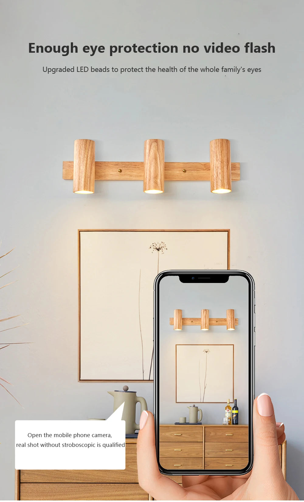 Wooden Decor Wall Lamp Nordic Rotatable LED Modern Fixtures For/Study Room Reading/Hotel Creative Indoor Lighting (Bulb For Free