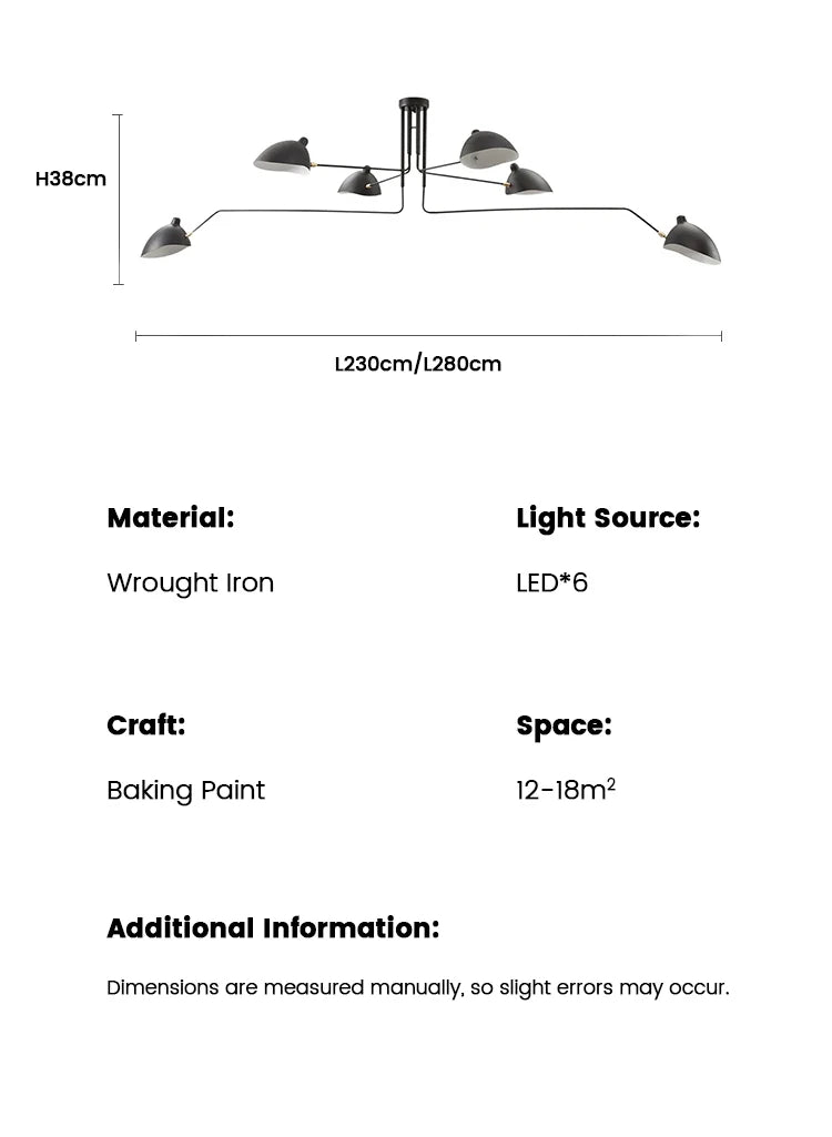 Mouille Ceiling Lamp Nordic SergeMouille Pendant Light For Living Room Bedroom Black Luminaire Home Decor Led Chandeliers Lights