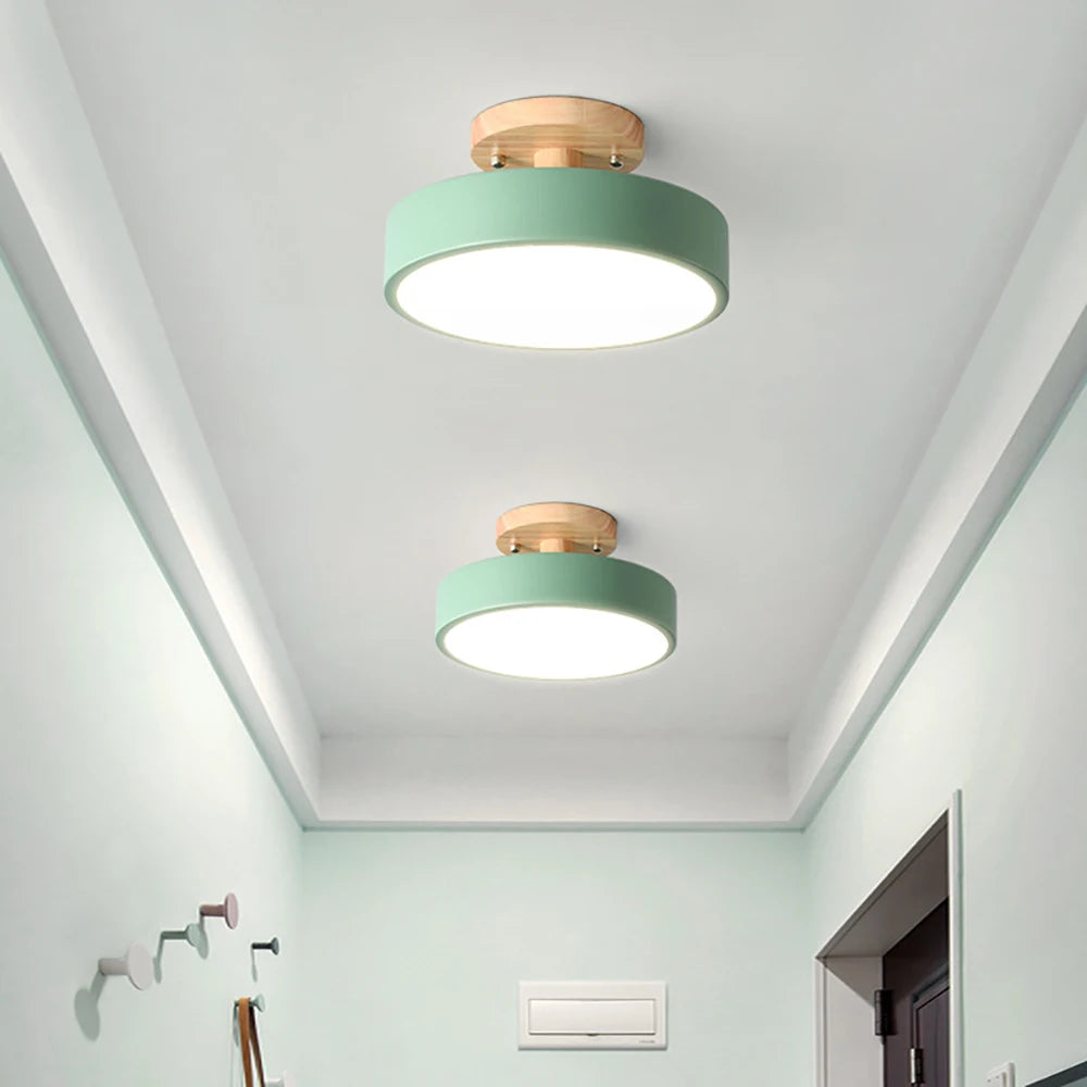 Modern LED Ceiling Lamp For Living Room Bedroom Restaurant Wood Round Ceiling Lights Macaron Chandelier Home Minimalist Lighting